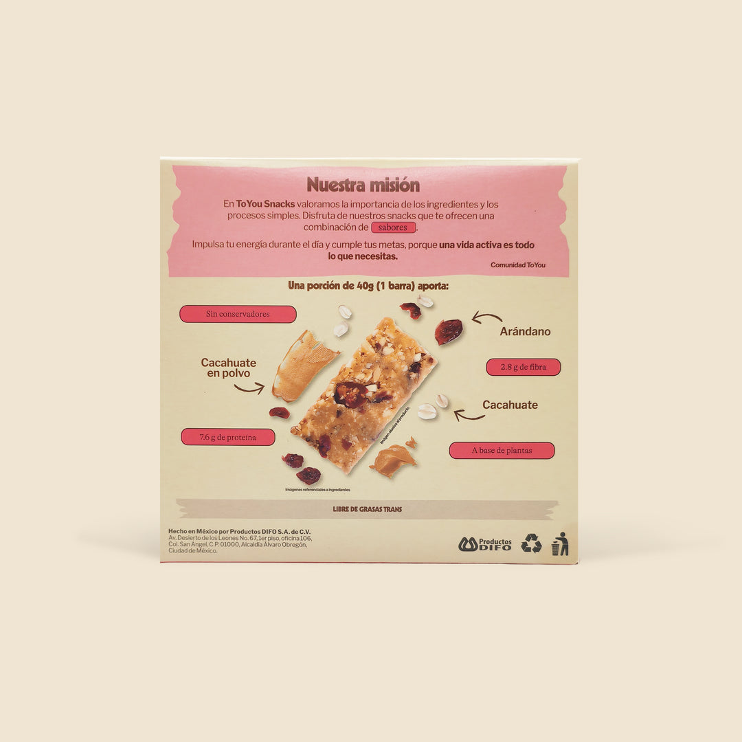 Barras Peanut Butter Cranberry 5pz